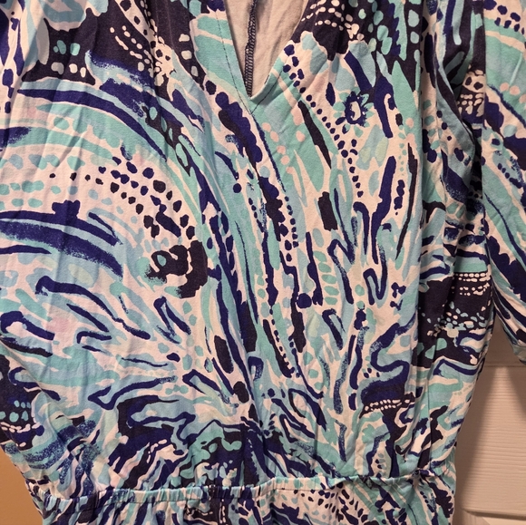 Lilly Pulitzer Bryce Romper Medium Bright Navy Crash the Bash - Picture 6 of 7